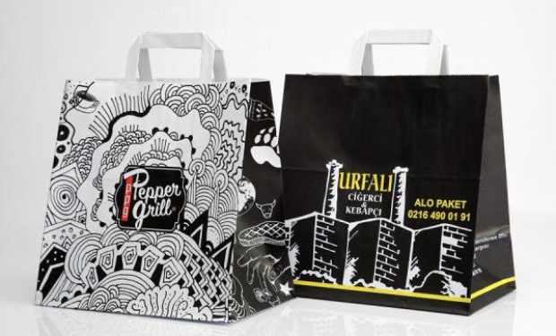 paper bags with handles wholesale - flat handle