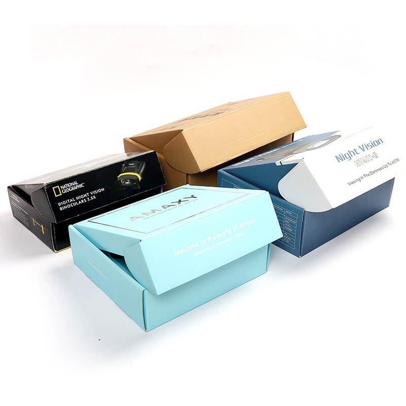 7 description recyclable printed flat corrugated paper packaging box die cut folding kraft mailer shipping mailing box carton