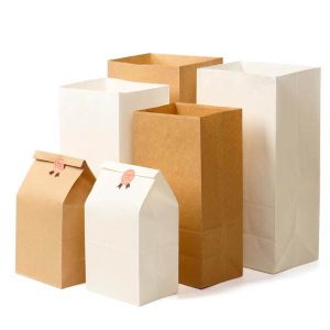 茶色の紙袋クラフト紙袋ハンドルなしパンの包装カスタム紙袋1