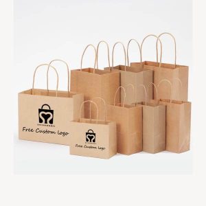 china aangepaste kleine zak bolsas papel bruin kraftpapier papieren verpakking zakken voor fast food winkelen weg te nemen met uw eigen logo 1