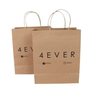 china supplier custom logo brown kraft paper bags with rope handle custom logo paper bag 3
