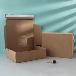 custom brown self seal adhesive packaging boxes tear strip zipper corrugated packaging shipping mailer box with logo 2