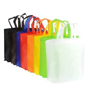 kohandatud värviline korduvkasutatavad kaubanduskotid käepidemetega mittekootud kangast kott kingituste toidukaupade kaupade sündmused võtta välja 1