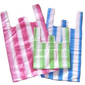 kohandatud hdpe plastikust triibuline t-särk kotid 1
