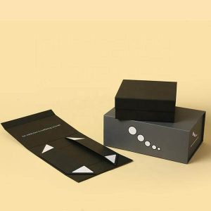 brugerdefineret logo pap luksus stor baby gave sorte kasser magnetisk foldning sammenklappelig papiremballage med låg til små virksomheder 1