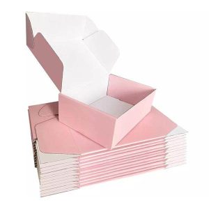 anpassad logotyp rosa liten korrugerad fraktlåda kartong mailer lådor för kosmetisk förpackning present peruk lådor 1