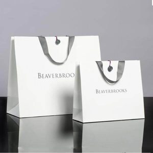 logo personalizzato stampato lusso high end bianco gioielli abbigliamento imballaggio regalo shopping bag 1