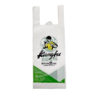 έθιμο εκτύπωση λογότυπο καλαμποκάλευρο πλαστικό ψώνια τσάντα μεταφοράς τσάντα οικολογικό σούπερ μάρκετ πλαστικό τσάντα βιοπλαστικό t shirt τσάντα 1