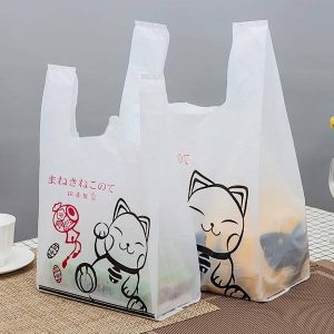 custom printed restaurant plastic shopping bag t shirt food tack out bag 1