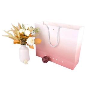 custom printed ribbon handle cardboard packaging tote bags bolsas black matte retail luxury gift paper shopping bag with logos 1
