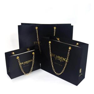custom size logo luxury shopping gift paper bag packaging new design silk boutique paper bag black 1