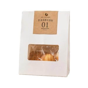 customize design waterproof and oil proof fruit bread food grade kraft paper bag with window for packaging nut cookie 1