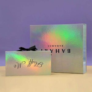factory custom sliver holographic packaging box gift box paper magnet holographic box 6