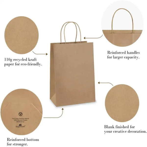 Factory High Quality Cheap Kraft Paper Bags Carrying Bag Print with Handles China Customized Promotion Offset Printing Accept - 3