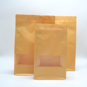 Anpassad dragkedja brunt kraftpapper återförslutningsbart ziplock värmeförseglingsbar matförvaring Doypack förpackningspåsar påse med din egen logotyp