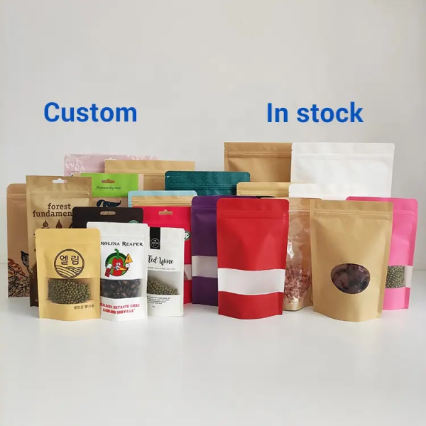 personalized eco friendly brown bolsas de papel vellum food grade craft kraft paper packing bags with custom logo print - 3