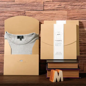Wholesale Recyclable Die Cut Folder Brown Kraft Paper bag Custom T Shirt clothing Packaging Bag With Logo - 1