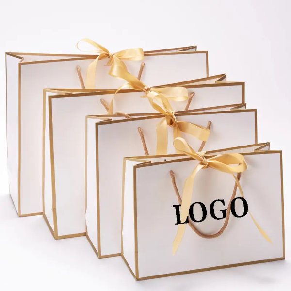 Wholesale Eco-friendly paper bags with your own logo handles custom Reusable packaging shopping Giftluxury jewelry clothing bags - 12