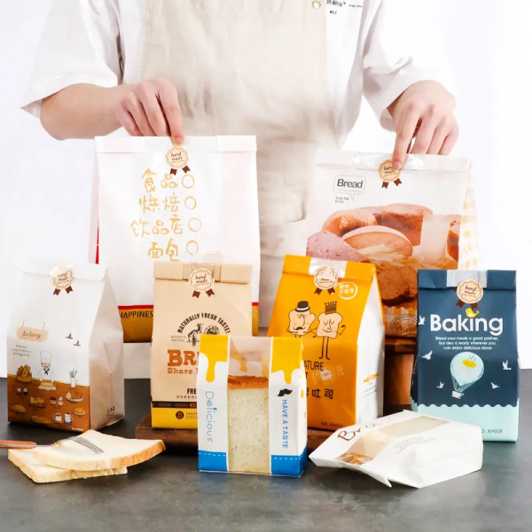Factory Manufacturer Bakery Food Printed Brown Kraft Bread Packaging Paper Bags With Plastic Window - 4