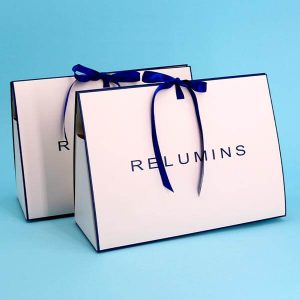 lusso logo personalizzato bianco regalo imballaggio marrone kraft sacchetto di carta per la spesa con corda di nylon intrecciata maniglie 1