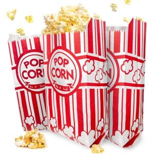 porte-popcorn en papier graisse sacs de popcorn résistants à rayures rouges et blanches 1