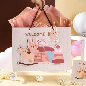 super convenient 3d design bear eco friendly large tag party souvenir gift bag with tissue paper for baby shower 2