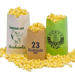 Großhandel umweltfreundliche biologisch abbaubare Kraft Kartoffelchips Popcorn Verpackung benutzerdefinierte Logo gedruckt Lebensmittel zum Mitnehmen Papier Popcorn Tasche 1