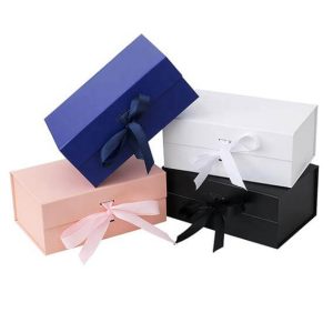 wholesale foldable paper magnetic folding box gift box with ribbon 1