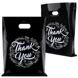 wholesale hdpe ldpe black punch hole carry retail poly plastic packaging bags custom thank you shopping bag with logo printed 1