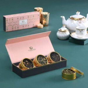 customized assorted tea cup set tea tin gift box with magnetic closure 3