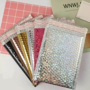 shipping packaging holographic bubble envelope mailing bags metallic poly holographic bubble mailers 1