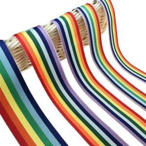 customized polyester woven striped rainbow rainbow ribbon 1 inch grosgrain ribbon fabric 1