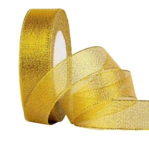 different sizes 100% polyester colorful glitter gold and silver metallic ribbon decorative gift ribbons 1
