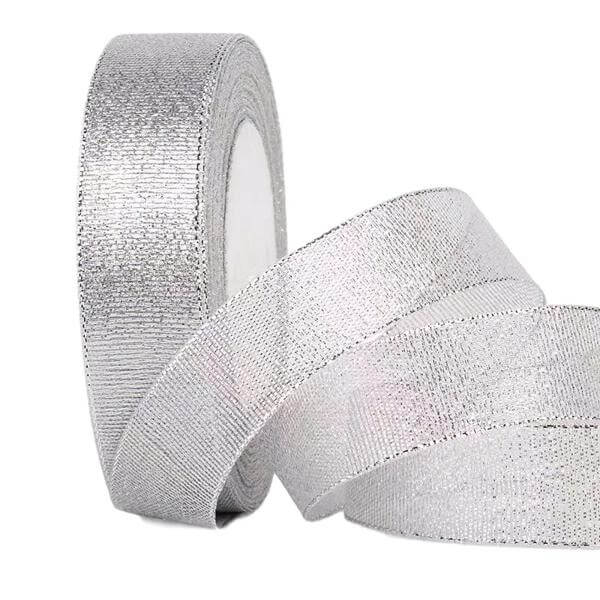 dimensioni diverse 100% poliestere colorato glitter oro e argento metallico nastro decorativo regalo nastri 2