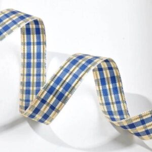 factory new polyester 25mm gingham checked plaid ribbon for garments accessories 1