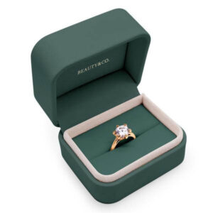 luxury dark green pu leather clamshell jewelry packaging box wedding ring box 1