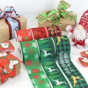 midi factory oem customized holiday christmas burlap ribbon roll wired edge ribbon for wreath crafts party decoration 1