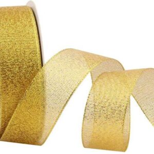 sheer 1 inch glitter christmas gold ribbon wired organza mesh snowflake gold ribbon for gift wrapping for wedding xmas 1