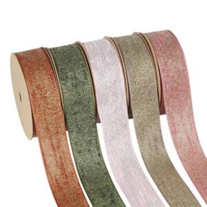 wholesale 7 8 inch christmas wired ribbon halloween valentine holiday decorative ribbon roll with wired edge 1