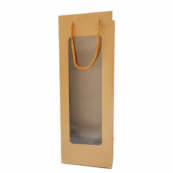 bolsa de vino de papel con ventana de pvc