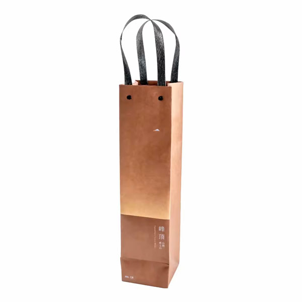 paper wine bag with rivet embedded flat handle