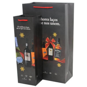 luxe noël réutilisable 2 bouteilles vin rouge shopping portable whisky bouteille tote cadeau artisanat papier sac logo personnalisé 1