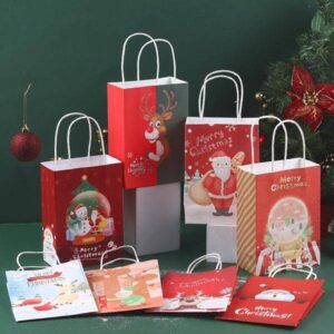 nicro recyclable xmas luxury shopping kraft paper candy gift bags christmas candy packaging bag party children holiday gift bag 1