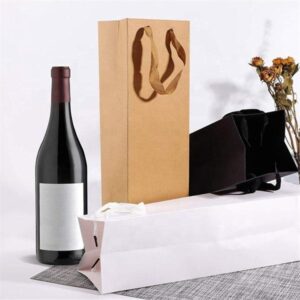 oem luxury handle paper bag 1 pack wine packaging bag with logo print 1