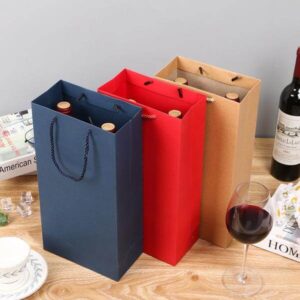 sacs à vin en papier kraft rouge pour bouteilles de vin 1