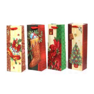 spot sales custom top quality offset printing christmas wine paper bag for gift in stock 1