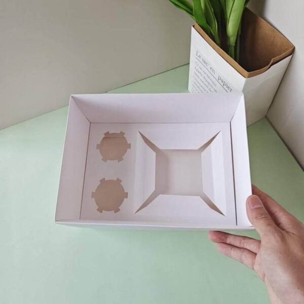 3pcs 9 holes cupcake box white square cake paper with clear lid 2