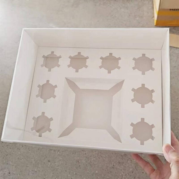 3pcs 9 holes cupcake box white square cake paper with clear lid 4