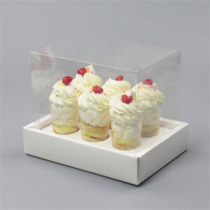 best selling transparent bio degradable plastic cupcake box mini square circular dessert cookie bread paperboard designs 1