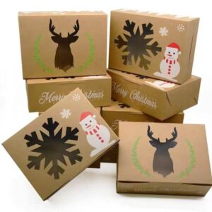 papel kraft marrón de almacenamiento de dulces cajas de navidad decoración de navidad con ventana de pvc cajas de navidad 1